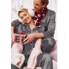 Ekouaer Couples Matching Pajamas Silk Long Sleeve Sleepwear Satin Soft Button Down Loungewear Pjs Set(Dark Grey)