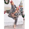 Ekouaer Couples Matching Pajamas Silk Long Sleeve Sleepwear Satin Soft Button Down Loungewear Pjs Set(Dark Grey)