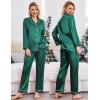 Ekouaer Couples Matching Pajamas Silk Long Sleeve Sleepwear Satin Soft Button Down Loungewear Pjs Set(Green)