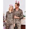 Ekouaer Couples Matching Pajamas Silk Long Sleeve Sleepwear Satin Soft Button Down Loungewear Pjs Set(Leopard)