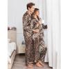 Ekouaer Couples Matching Pajamas Silk Long Sleeve Sleepwear Satin Soft Button Down Loungewear Pjs Set(Leopard)