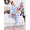 Ekouaer Couples Matching Pajamas Silk Long Sleeve Sleepwear Satin Soft Button Down Loungewear Pjs Set(Light Blue)
