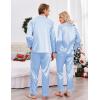 Ekouaer Couples Matching Pajamas Silk Long Sleeve Sleepwear Satin Soft Button Down Loungewear Pjs Set(Light Blue)