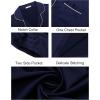 Ekouaer Couples Matching Pajamas Silk Long Sleeve Sleepwear Satin Soft Button Down Loungewear Pjs Set(Navy)