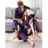Ekouaer Couples Matching Pajamas Silk Long Sleeve Sleepwear Satin Soft Button Down Loungewear Pjs Set(Purple)