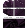 Ekouaer Couples Matching Pajamas Silk Long Sleeve Sleepwear Satin Soft Button Down Loungewear Pjs Set(Purple)