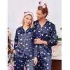 Ekouaer Couples Matching Pajamas Silk Long Sleeve Sleepwear Satin Soft Button Down Loungewear Pjs Set(Teddy Navy)