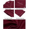 Ekouaer Couples Matching Pajamas Silk Long Sleeve Sleepwear Satin Soft Button Down Loungewear Pjs Set(Wine)