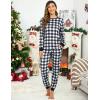 Ekouaer Family Christmas Pajamas Matching Sets Womens Mens Pjs Long Sleeve Sleepwear Holiday Lounge Sets(Black White-buffalo Plaid)