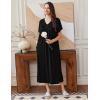 Ekouaer Long Nightgowns for Women Short Sleeve House Dress with Pockets Full Length Loungewear S-3XL(Black)