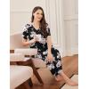 Ekouaer Long Nightgowns for Women Short Sleeve House Dress with Pockets Full Length Loungewear S-3XL(Black Pink Flower)