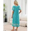 Ekouaer Long Nightgowns for Women Short Sleeve House Dress with Pockets Full Length Loungewear S-3XL(Blue Floral)