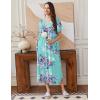 Ekouaer Long Nightgowns for Women Short Sleeve House Dress with Pockets Full Length Loungewear S-3XL(Blue Flower)