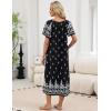 Ekouaer Long Nightgowns for Women Short Sleeve House Dress with Pockets Full Length Loungewear S-3XL(Floral Black)