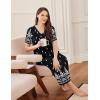 Ekouaer Long Nightgowns for Women Short Sleeve House Dress with Pockets Full Length Loungewear S-3XL(Floral Black)