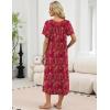 Ekouaer Long Nightgowns for Women Short Sleeve House Dress with Pockets Full Length Loungewear S-3XL(Floral Red)