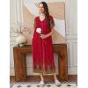 Ekouaer Long Nightgowns for Women Short Sleeve House Dress with Pockets Full Length Loungewear S-3XL(Peacock Feather)