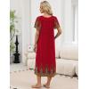Ekouaer Long Nightgowns for Women Short Sleeve House Dress with Pockets Full Length Loungewear S-3XL(Peacock Feather)