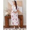 Ekouaer Long Nightgowns for Women Short Sleeve House Dress with Pockets Full Length Loungewear S-3XL(Red Flower)