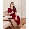 Ekouaer Long Nightgowns for Women Short Sleeve House Dress with Pockets Full Length Loungewear S-3XL(Wine Red)