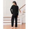 Ekouaer Lounge Sets for Women Long Sleeve Pajamas Fall Loungewear Soft Comfy Pjs Two Piece Travel Outfits Set(Black)