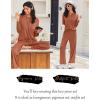 Ekouaer Lounge Sets for Women Long Sleeve Pajamas Fall Loungewear Soft Comfy Pjs Two Piece Travel Outfits Set(Camel)