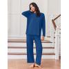 Ekouaer Lounge Sets for Women Long Sleeve Pajamas Fall Loungewear Soft Comfy Pjs Two Piece Travel Outfits Set(Dark Blue)