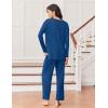 Ekouaer Lounge Sets for Women Long Sleeve Pajamas Fall Loungewear Soft Comfy Pjs Two Piece Travel Outfits Set(Dark Blue)