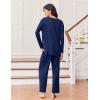 Ekouaer Lounge Sets for Women Long Sleeve Pajamas Fall Loungewear Soft Comfy Pjs Two Piece Travel Outfits Set(Navy Blue)