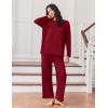 Ekouaer Lounge Sets for Women Long Sleeve Pajamas Fall Loungewear Soft Comfy Pjs Two Piece Travel Outfits Set(Wine Red)
