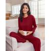 Ekouaer Lounge Sets for Women Long Sleeve Pajamas Fall Loungewear Soft Comfy Pjs Two Piece Travel Outfits Set(Wine Red)