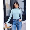 Ekouaer Mock Turtle Neck Tops for Women 3 Pack Long Sleeve Thermal Tops Basic Undershirt Casual Basic Tee(Black/Brown/Light Blue)