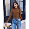 Ekouaer Mock Turtle Neck Tops for Women 3 Pack Long Sleeve Thermal Tops Basic Undershirt Casual Basic Tee(Black/Brown/Light Brown)