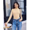 Ekouaer Mock Turtle Neck Tops for Women 3 Pack Long Sleeve Thermal Tops Basic Undershirt Casual Basic Tee(Black/Brown/Yellow)