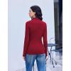 Ekouaer Mock Turtle Neck Tops for Women 3 Pack Long Sleeve Thermal Tops Basic Undershirt Casual Basic Tee(Black/White/Wine Red)