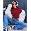 Ekouaer Mock Turtle Neck Tops for Women 3 Pack Long Sleeve Thermal Tops Basic Undershirt Casual Basic Tee(Wine Red/White/Yellow)