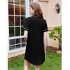 Ekouaer Nightgowns for Women Button Down Sleepshirt Short Sleeve Nightshirt Boyfriend Pajamas V Neck Nightdress S-XXXL(Black)