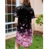 Ekouaer Nightgowns for Women Button Down Sleepshirt Short Sleeve Nightshirt Boyfriend Pajamas V Neck Nightdress S-XXXL(Black Pink Sakura)