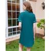Ekouaer Nightgowns for Women Button Down Sleepshirt Short Sleeve Nightshirt Boyfriend Pajamas V Neck Nightdress S-XXXL(Blue Green)
