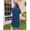 Ekouaer Nightgowns for Women Button Down Sleepshirt Short Sleeve Nightshirt Boyfriend Pajamas V Neck Nightdress S-XXXL(Dark Blue)