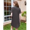 Ekouaer Nightgowns for Women Button Down Sleepshirt Short Sleeve Nightshirt Boyfriend Pajamas V Neck Nightdress S-XXXL(Dark Grey)
