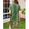Ekouaer Nightgowns for Women Button Down Sleepshirt Short Sleeve Nightshirt Boyfriend Pajamas V Neck Nightdress S-XXXL(Green & Yellow Pea Florals)