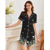 Ekouaer Nightgowns for Women Button Down Sleepshirt Short Sleeve Nightshirt Boyfriend Pajamas V Neck Nightdress S-XXXL(Green Leaf)