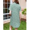 Ekouaer Nightgowns for Women Button Down Sleepshirt Short Sleeve Nightshirt Boyfriend Pajamas V Neck Nightdress S-XXXL(Green White Florals)
