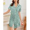 Ekouaer Nightgowns for Women Button Down Sleepshirt Short Sleeve Nightshirt Boyfriend Pajamas V Neck Nightdress S-XXXL(Green White Florals)