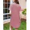 Ekouaer Nightgowns for Women Button Down Sleepshirt Short Sleeve Nightshirt Boyfriend Pajamas V Neck Nightdress S-XXXL(Grey Purple)