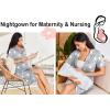 Ekouaer Nightgowns for Women Button Down Sleepshirt Short Sleeve Nightshirt Boyfriend Pajamas V Neck Nightdress S-XXXL(Grey Star)