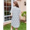 Ekouaer Nightgowns for Women Button Down Sleepshirt Short Sleeve Nightshirt Boyfriend Pajamas V Neck Nightdress S-XXXL(Grey Star)