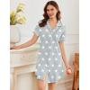 Ekouaer Nightgowns for Women Button Down Sleepshirt Short Sleeve Nightshirt Boyfriend Pajamas V Neck Nightdress S-XXXL(Grey Star)