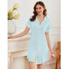 Ekouaer Nightgowns for Women Button Down Sleepshirt Short Sleeve Nightshirt Boyfriend Pajamas V Neck Nightdress S-XXXL(Light Blue)